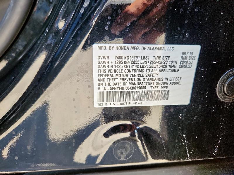 Photo 14 from auction – 2019 HONDA PASSPORT E with VIN 5FNYF8H06KB019080