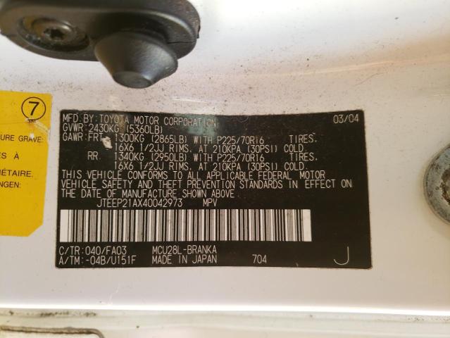 Photo 14 from auction – 2004 TOYOTA HIGHLANDER with VIN JTEEP21AX40042973