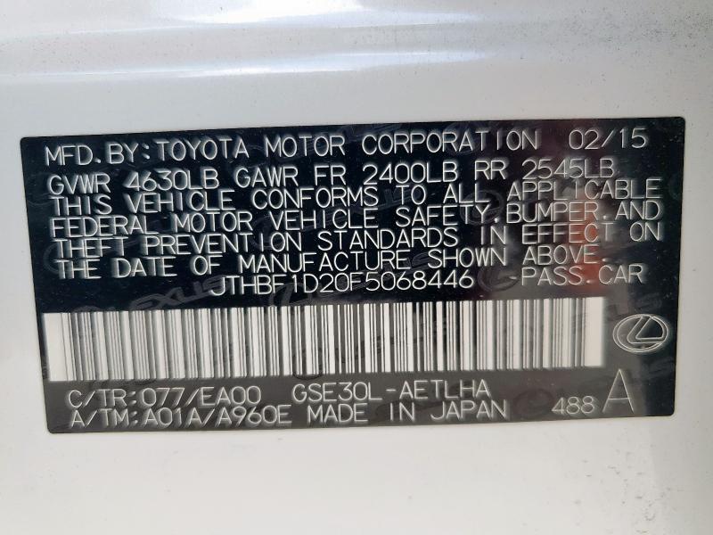 Photo 14 from auction – 2015 LEXUS IS 250 with VIN JTHBF1D20F5068446