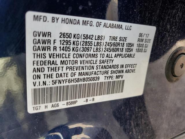 Photo 14 from auction – 2017 HONDA PILOT EXL with VIN 5FNYF6H58HB050839