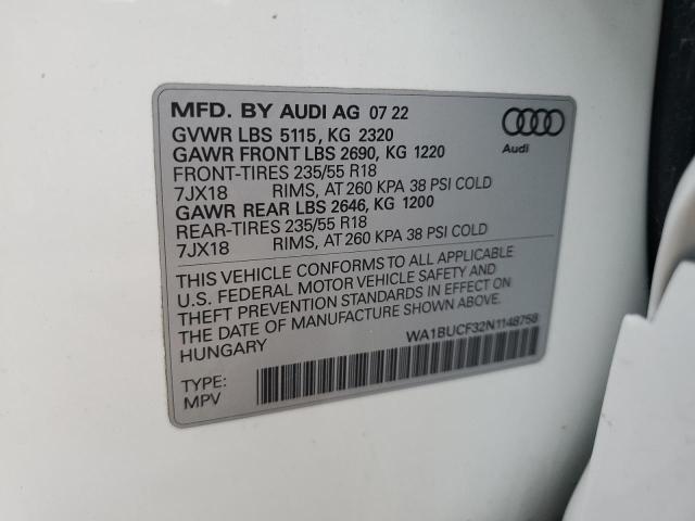 Photo 14 from auction – 2022 AUDI Q3 PREMIUM PLUS 40 with VIN WA1BUCF32N1148758