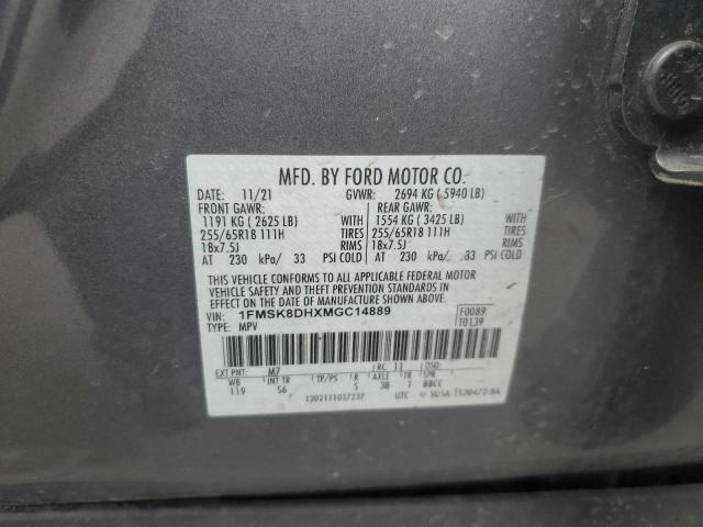 Photo 14 from auction – 2021 FORD EXPLORER XLT with VIN 1FMSK8DHXMGC14889