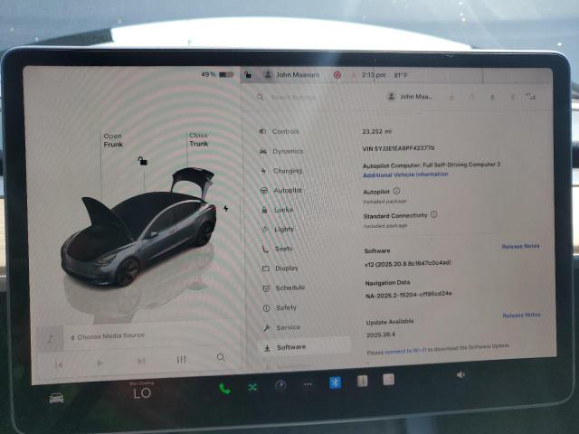 Photo 9 from auction – 2023 TESLA MODEL 3 with VIN 5YJ3E1EA8PF423779