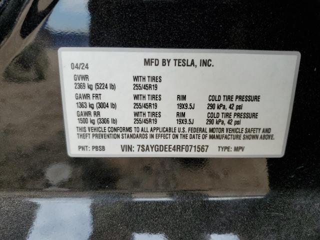 Photo 14 from auction – 2024 TESLA MODEL Y with VIN 7SAYGDEE4RF071567