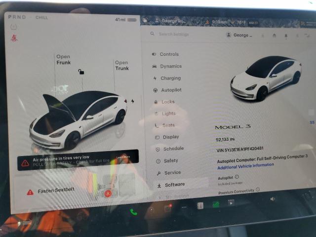 Photo 9 from auction – 2023 TESLA MODEL 3 with VIN 5YJ3E1EA1PF420481