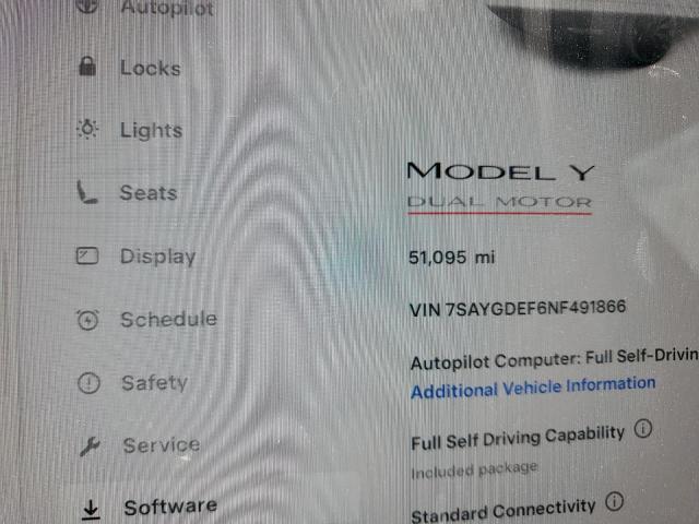 Photo 9 from auction – 2022 TESLA MODEL Y with VIN 7SAYGDEF6NF491866