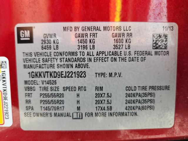 Photo 14 from auction – 2014 GMC ACADIA DEN with VIN 1GKKVTKD9EJ221923