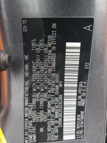 Photo 14 from auction – 2012 TOYOTA SIENNA with VIN 5TDYK3DC2CS245368
