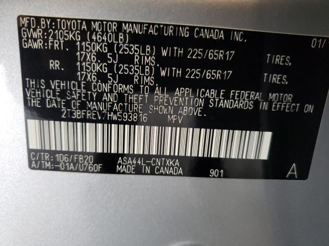 Photo 14 from auction – 2017 TOYOTA RAV4 LE with VIN 2T3BFREV7HW593816