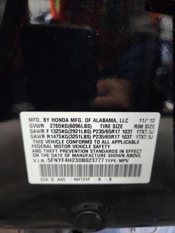 Photo 14 from auction – 2013 HONDA PILOT LX with VIN 5FNYF4H23DB023777