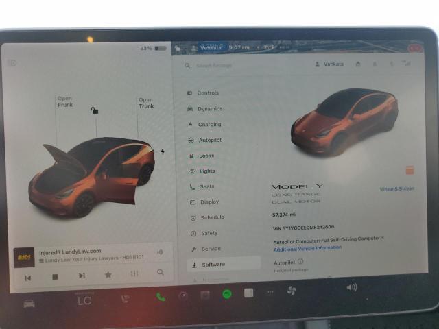 Photo 9 from auction – 2021 TESLA MODEL Y with VIN 5YJYGDEE0MF242806
