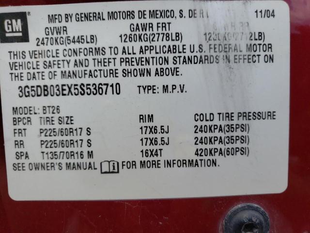 Photo 14 from auction – 2005 BUICK RENDEZVOUS with VIN 3G5DB03EX5S536710
