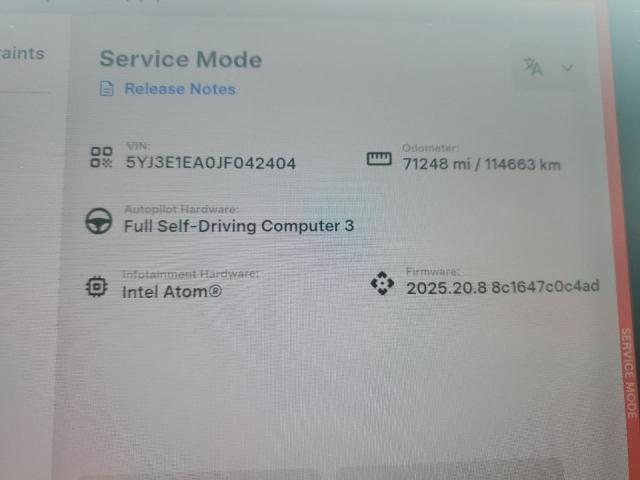 Photo 9 from auction – 2018 TESLA MODEL 3 with VIN 5YJ3E1EA0JF042404