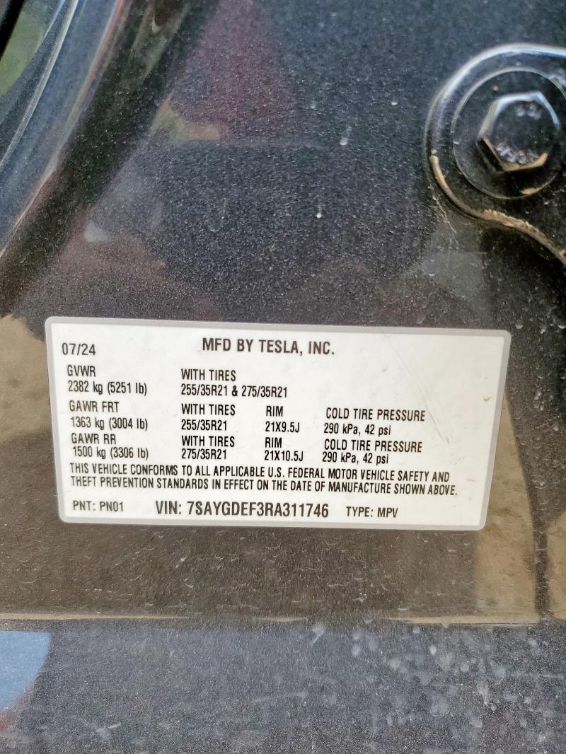 Photo 14 from auction – 2024 TESLA MODEL Y with VIN 7SAYGDEF3RA311746