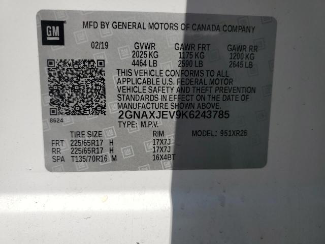 Photo 14 from auction – 2019 CHEVROLET EQUINOX LT with VIN 2GNAXJEV9K6243785