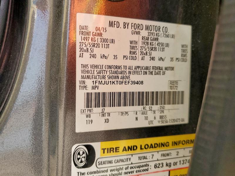 Photo 14 from auction – 2015 FORD EXPEDITION with VIN 1FMJU1KT0FEF39408