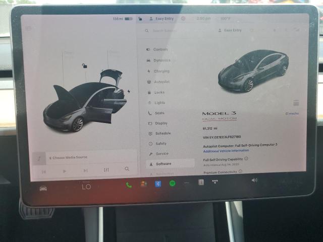 Photo 9 from auction – 2020 TESLA MODEL 3 with VIN 5YJ3E1EC3LF627160