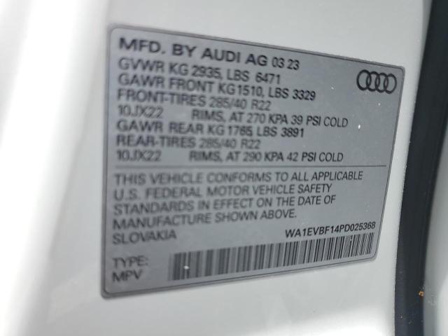 Photo 14 from auction – 2023 AUDI Q8 PREMIUM with VIN WA1EVBF14PD025368