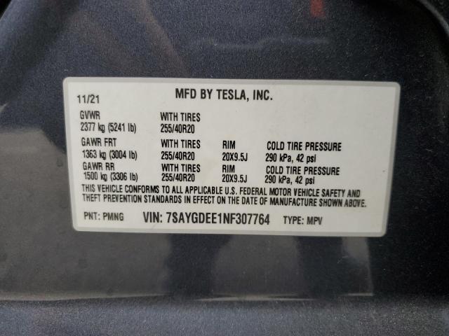 Photo 14 from auction – 2022 TESLA MODEL Y with VIN 7SAYGDEE1NF307764