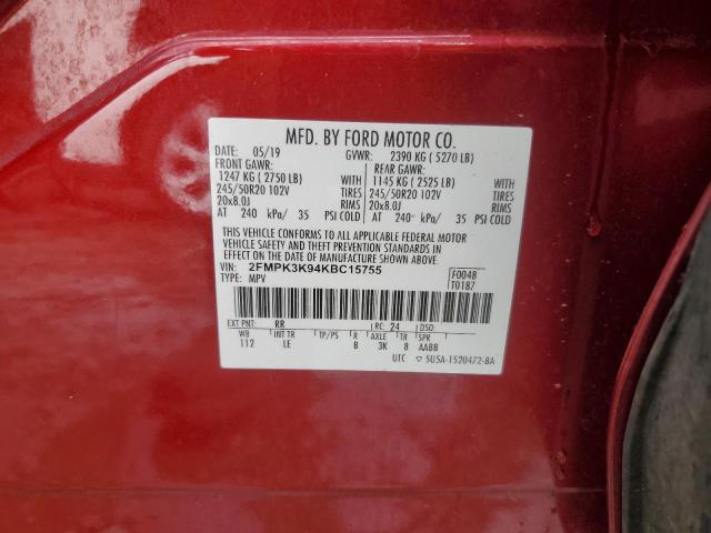 Photo 14 from auction – 2019 FORD EDGE TITAN with VIN 2FMPK3K94KBC15755