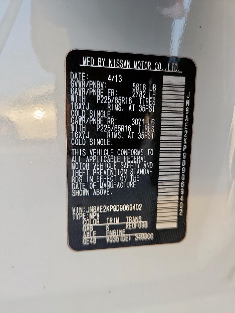 Photo 14 from auction – 2013 NISSAN QUEST S with VIN JN8AE2KP9D9069402