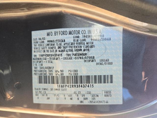 Photo 10 from auction – 2003 FORD MUSTANG MA with VIN 1FAFP42R93F437415