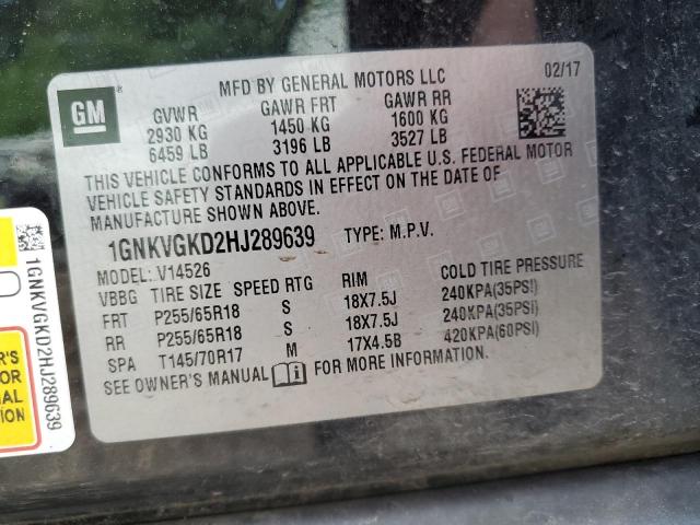 Photo 14 from auction – 2017 CHEVROLET TRAVERSE L with VIN 1GNKVGKD2HJ289639