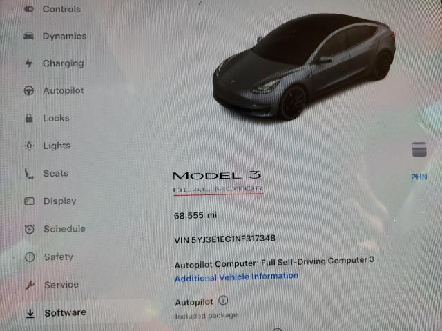 Photo 9 from auction – 2022 TESLA MODEL 3 with VIN 5YJ3E1EC1NF317348