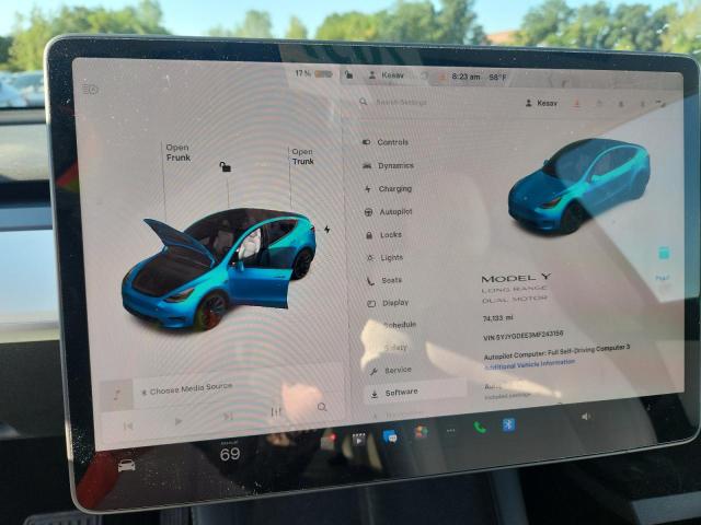 Photo 9 from auction – 2021 TESLA MODEL Y with VIN 5YJYGDEE3MF243156