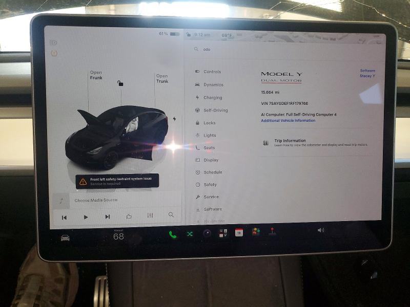 Photo 9 from auction – 2024 TESLA MODEL Y with VIN 7SAYGDEF1RF179766