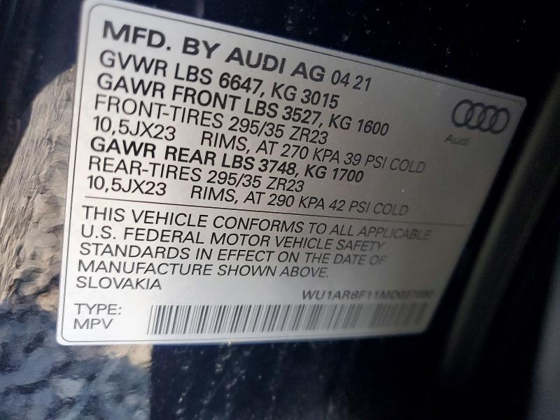 Photo 14 from auction – 2021 AUDI RS Q8 with VIN WU1ARBF11MD037680