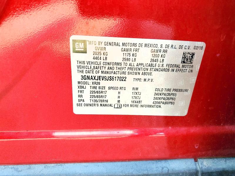 Photo 14 from auction – 2018 CHEVROLET EQUINOX with VIN 3GNAXJEV9JS617022