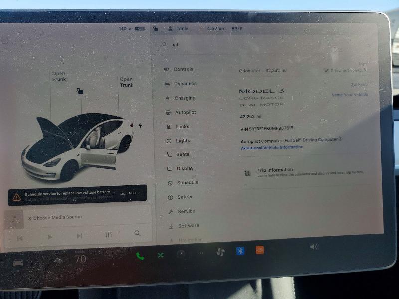 Photo 9 from auction – 2021 TESLA MODEL 3 with VIN 5YJ3E1EB0MF937615