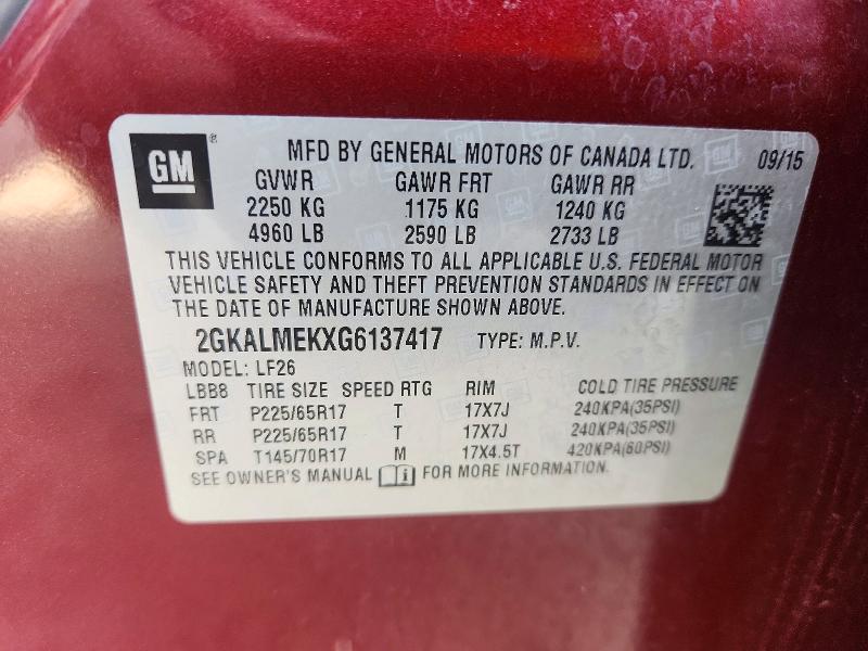 Photo 14 from auction – 2016 GMC TERRAIN with VIN 2GKALMEKXG6137417