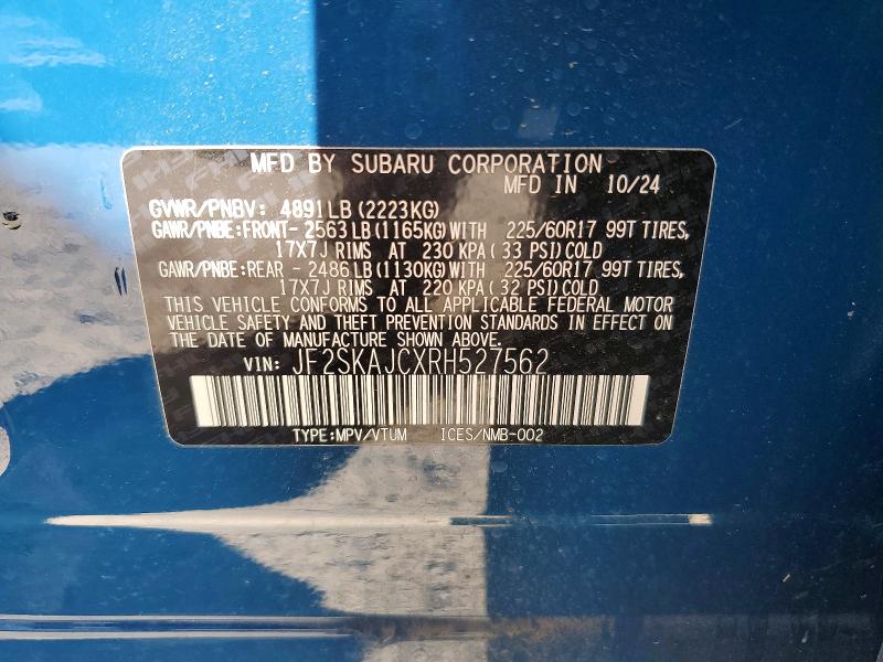 Photo 14 from auction – 2024 SUBARU FORESTER with VIN JF2SKAJCXRH527562