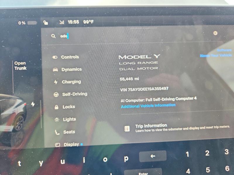 Photo 9 from auction – 2025 TESLA MODEL Y with VIN 7SAYGDEE1SA355497