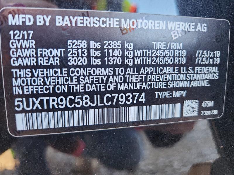 Photo 14 from auction – 2018 BMW X3 with VIN 5UXTR9C58JLC79374