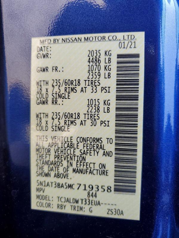 Photo 14 from auction – 2021 NISSAN ROGUE with VIN 5N1AT3BA5MC719358