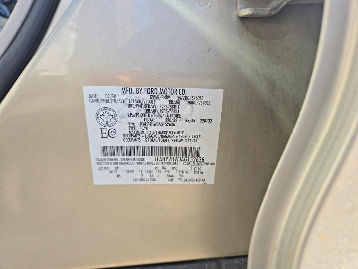 Photo 10 from auction – 2010 FORD TAURUS with VIN 1FAHP2HW0AG152636