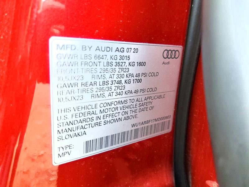 صورة رقم 14 من المزاد - 2021 AUDI RS Q8 مع VIN WU1ARBF17MD000603