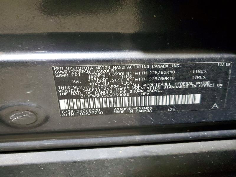 Photo 14 from auction – 2020 TOYOTA RAV4 with VIN 2T3EWRFV5LW059086