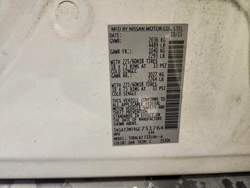 Photo 14 from auction – 2016 NISSAN ROGUE with VIN 5N1AT2MT4GC751764