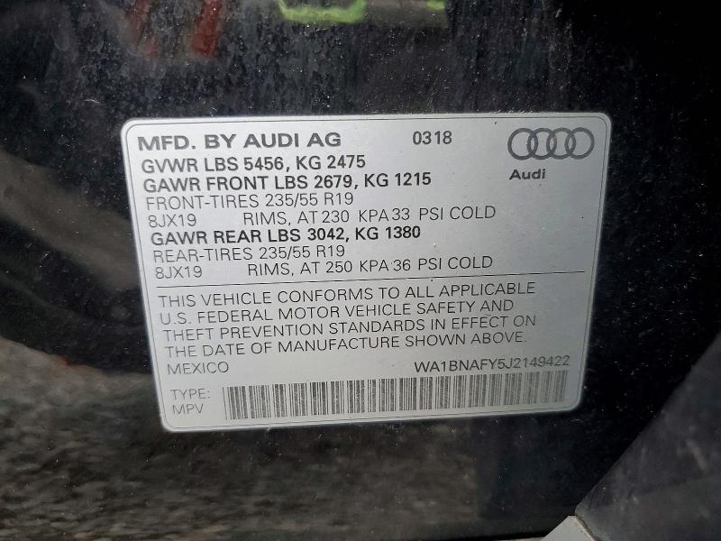 Photo 14 from auction – 2018 AUDI Q5 with VIN WA1BNAFY5J2149422