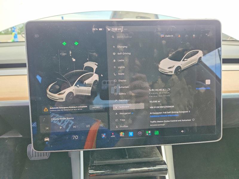 Photo 9 from auction – 2020 TESLA MODEL 3 with VIN 5YJ3E1EB7LF636936