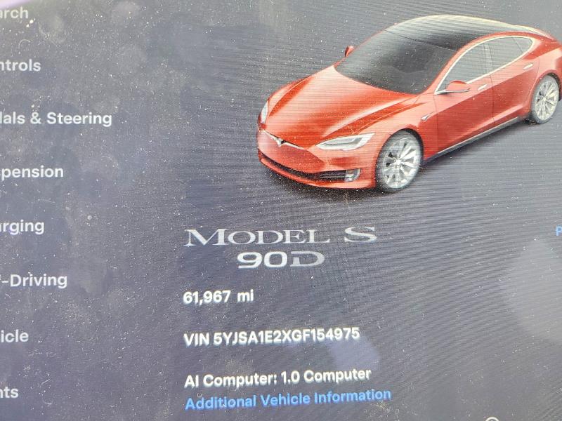 Photo 9 from auction – 2016 TESLA MODEL S with VIN 5YJSA1E2XGF154975
