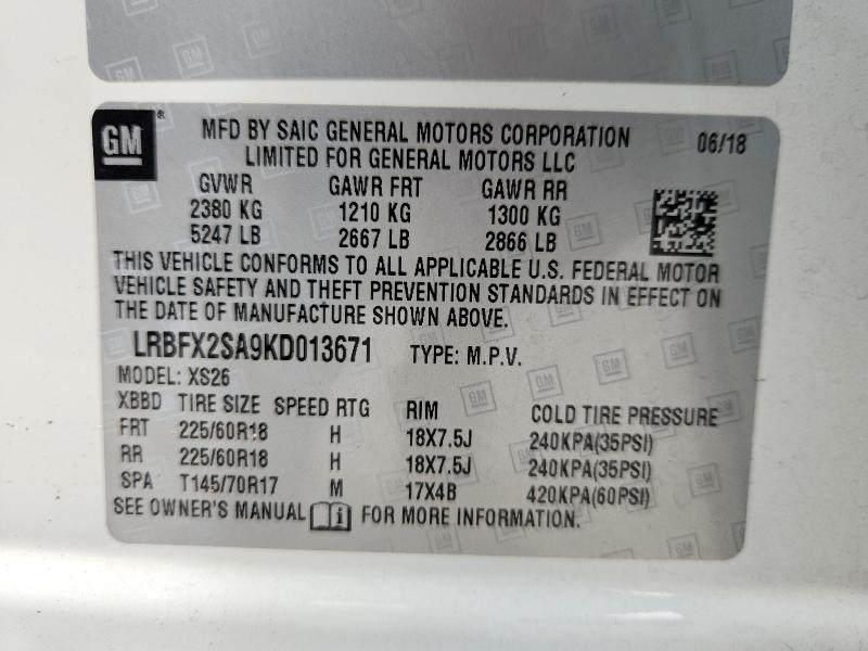 Photo 14 from auction – 2019 BUICK ENVISION with VIN LRBFX2SA9KD013671