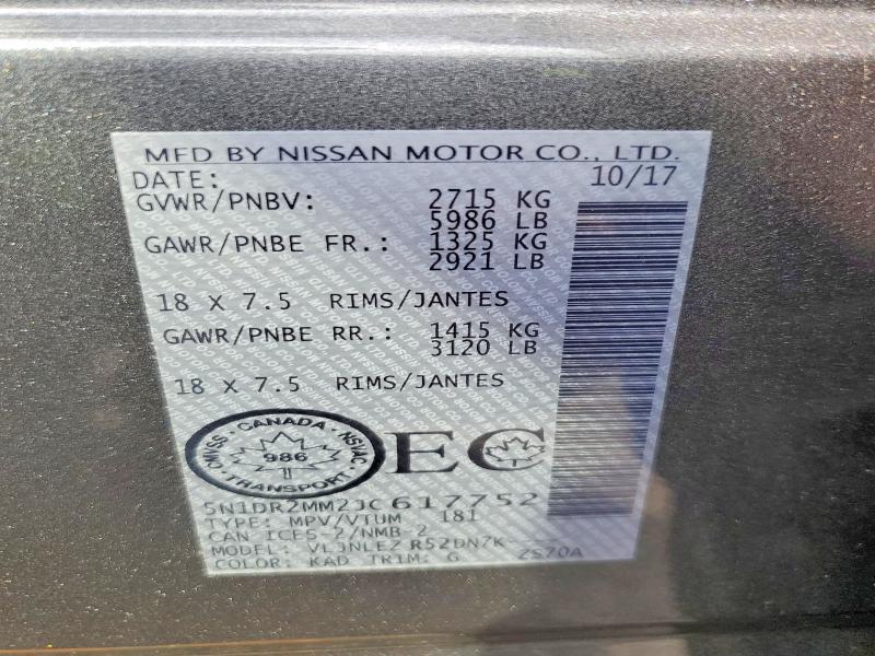 Photo 14 from auction – 2018 NISSAN PATHFINDER with VIN 5N1DR2MM2JC617752