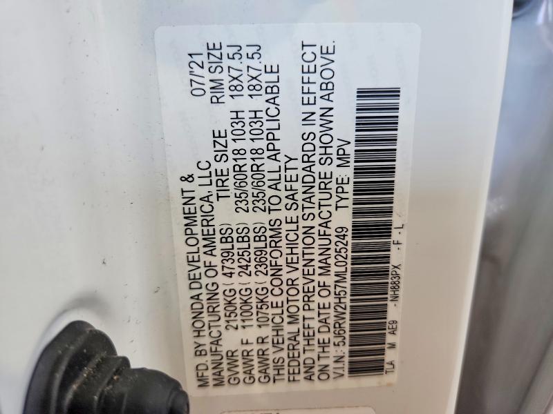 Снимка 14 от търг – 2021 HONDA CR-V с VIN 5J6RW2H57ML025249
