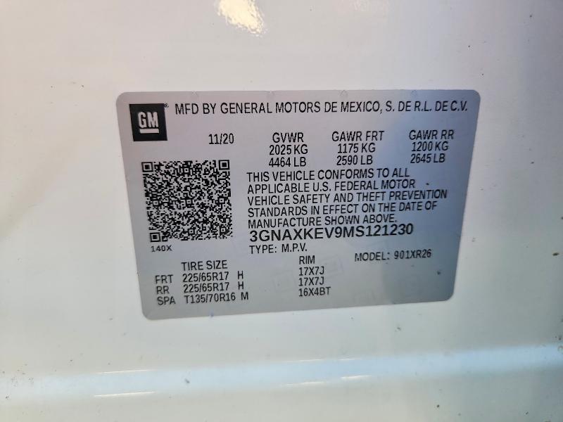 Photo 14 from auction – 2021 CHEVROLET EQUINOX with VIN 3GNAXKEV9MS121230