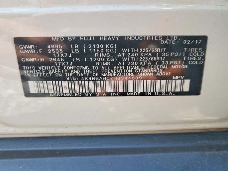 Photo 14 from auction – 2017 SUBARU OUTBACK with VIN 4S4BSAHC7H3344809